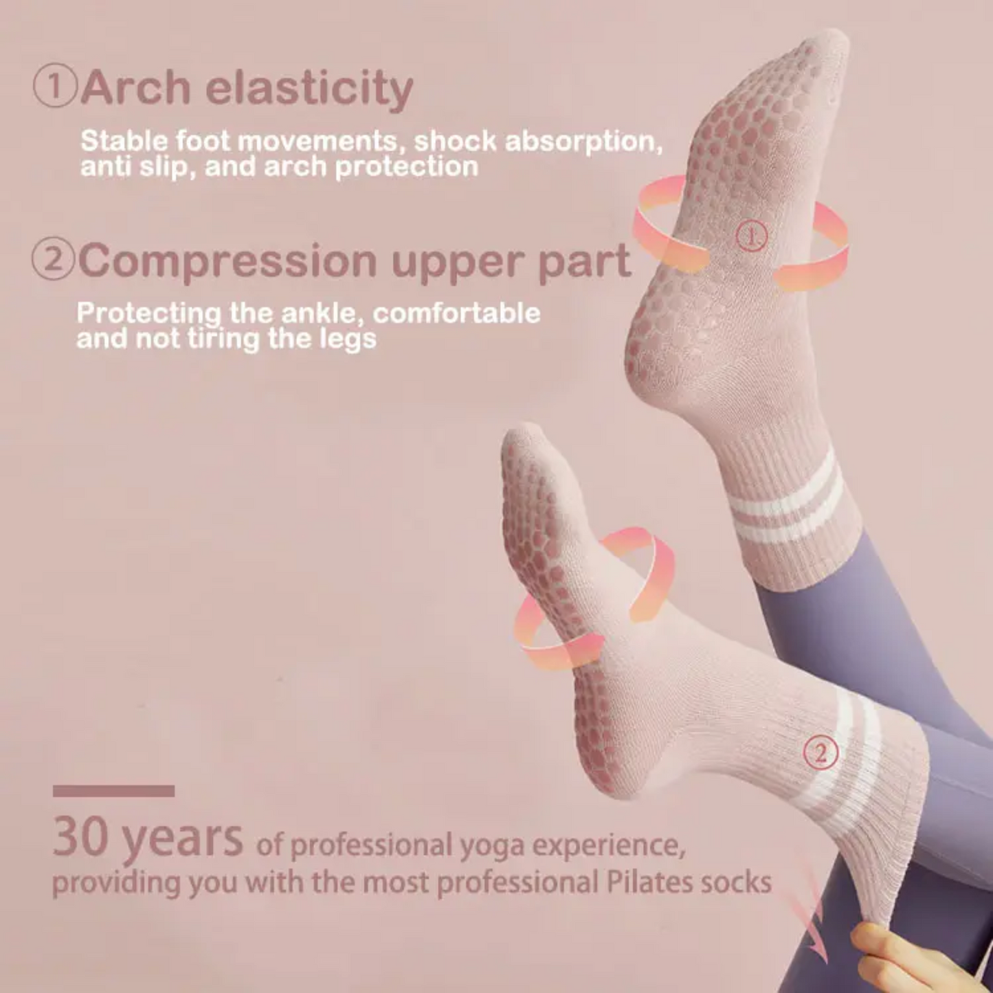 Yilong quality anti slip logo fuzzy designer compression cotton sport women yoga slouch custom grip socks pilates