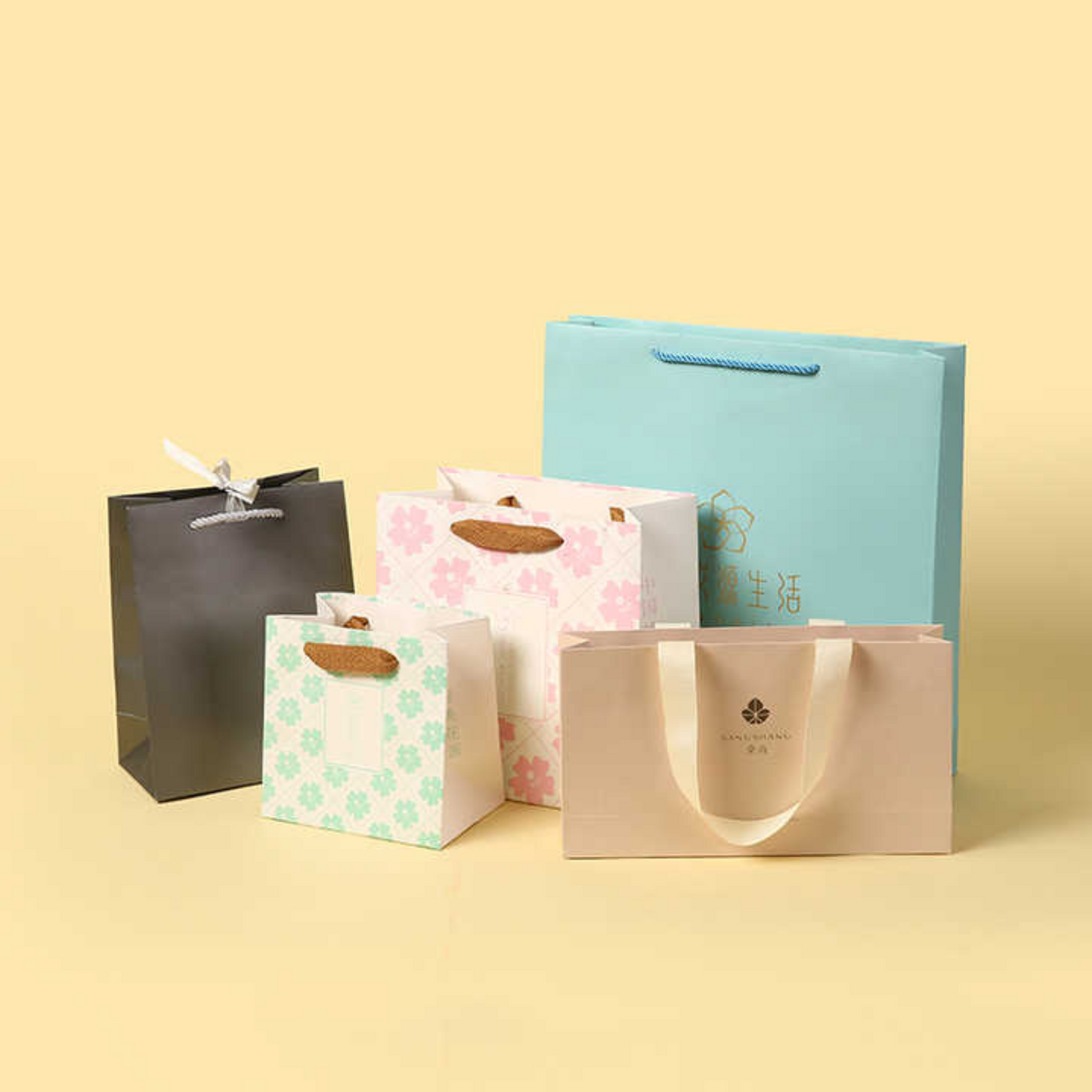Custom Logo Fancy Luxury Wedding Small Jewelry Gift Paper Bag with Ribbon