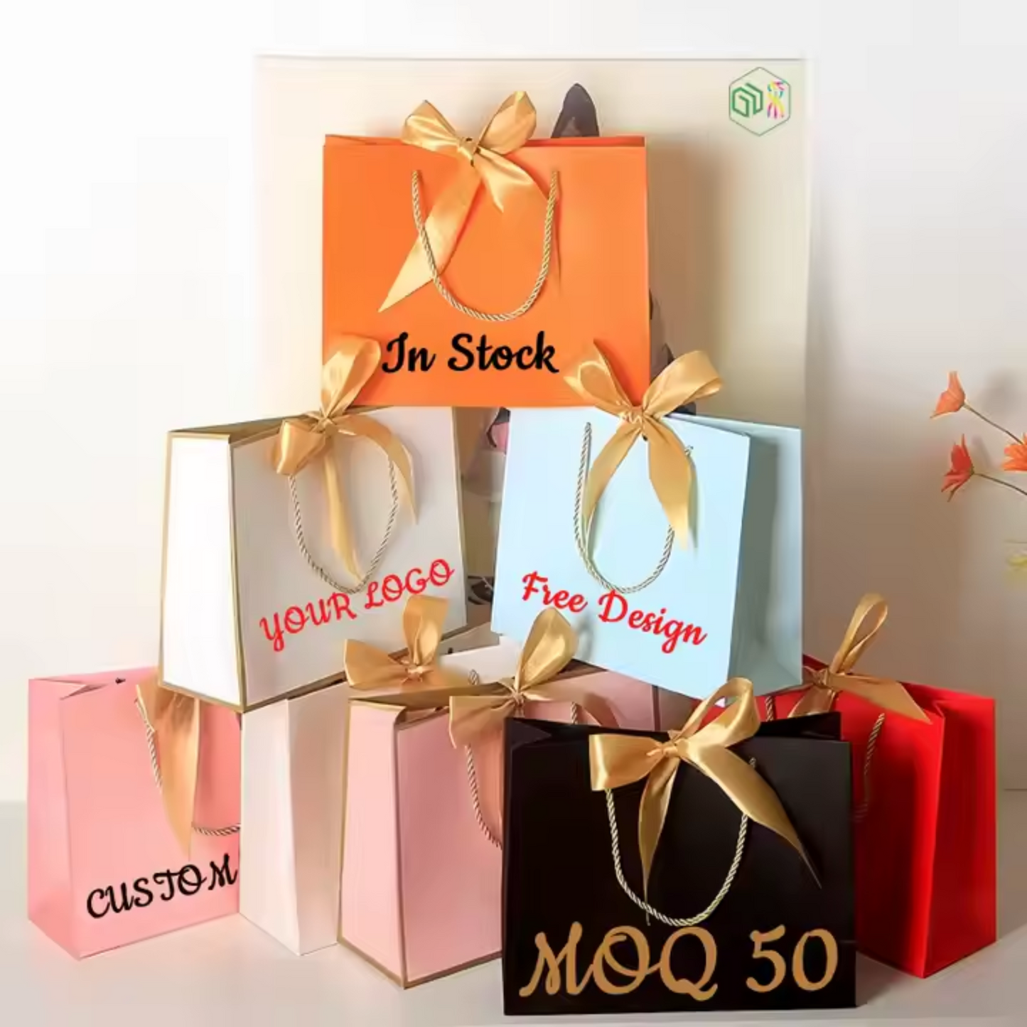 Reusable red packaging handles craft bolsas de papel white gift brown shopping luxury with your own logo custom kraft paper bags