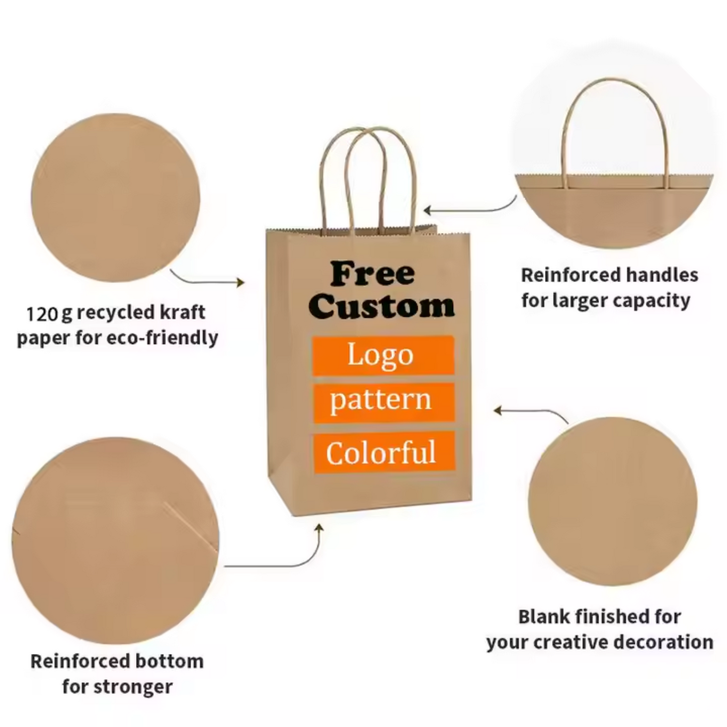 Hot Selling White And Brown Kraft Paper Twisted Handle Shopping Carrier Bag With Logo Printed