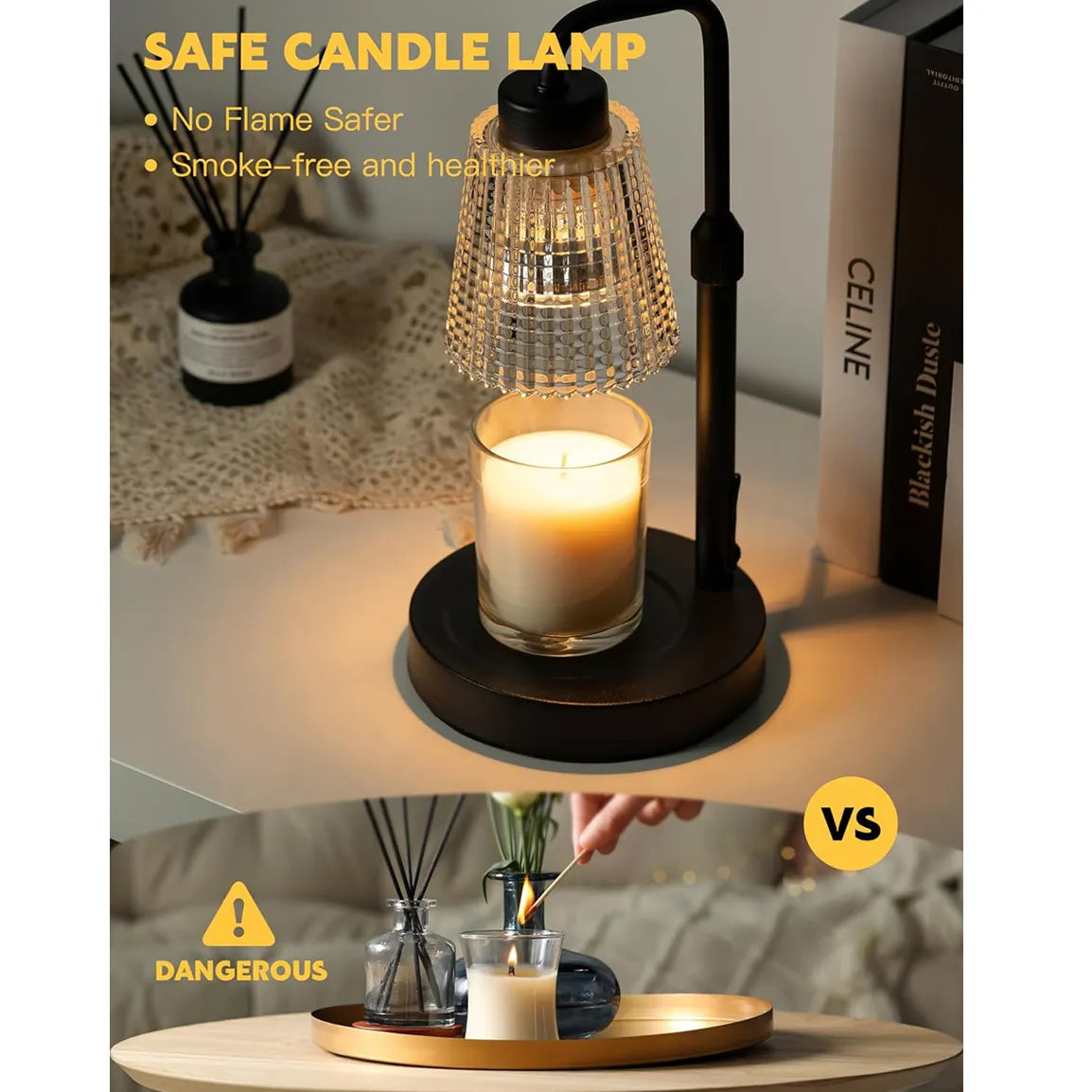 Adjustable Height Electric Candle Warm Light – Elegant Home Decor for Bedroom & Living Room