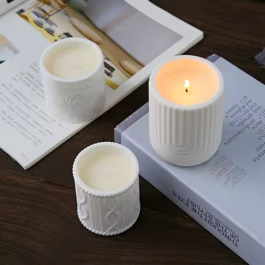 Nordic Simplicity Scented Candle Cup Ceramic Candle Vessels Container Creative Relief White Ceramic Empty Luxury Candle Jar