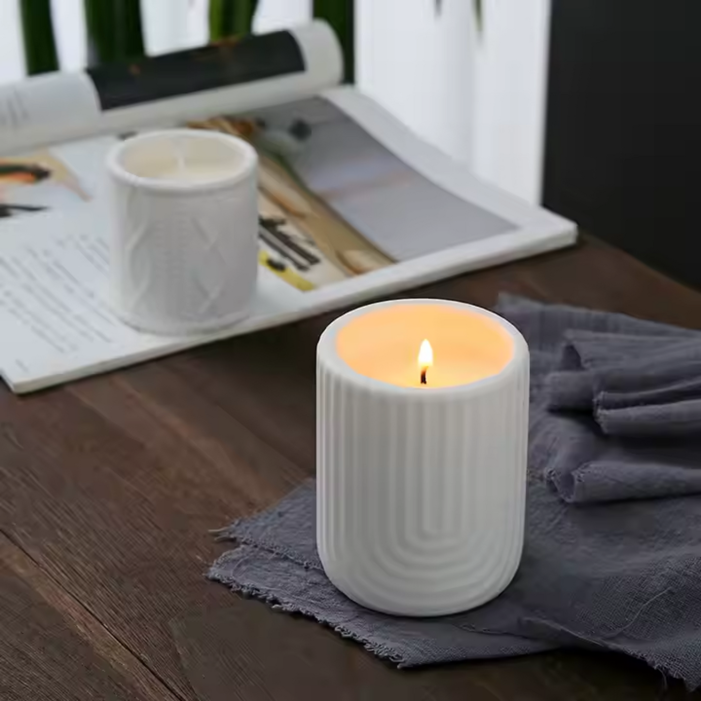 Nordic Simplicity Scented Candle Cup Ceramic Candle Vessels Container Creative Relief White Ceramic Empty Luxury Candle Jar