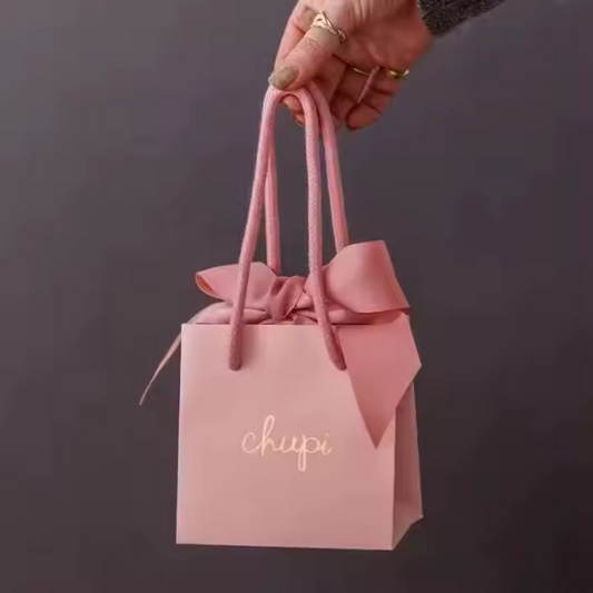 Custom Logo Fancy Luxury Wedding Small Jewelry Gift Paper Bag with Ribbon