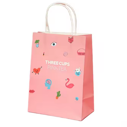 Hot Selling White And Brown Kraft Paper Twisted Handle Shopping Carrier Bag With Logo Printed