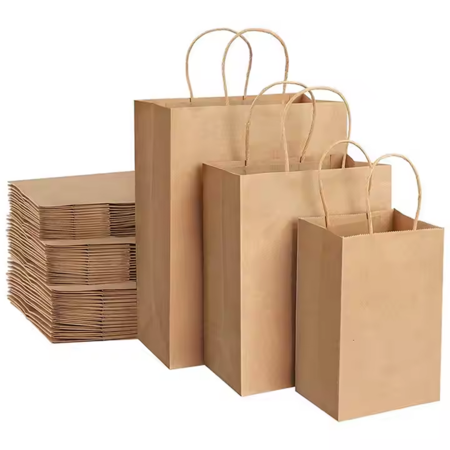 Hot Selling White And Brown Kraft Paper Twisted Handle Shopping Carrier Bag With Logo Printed